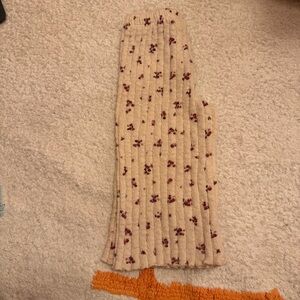 ZARA Baby Ribbed Knit Floral Pants Neutral Cream